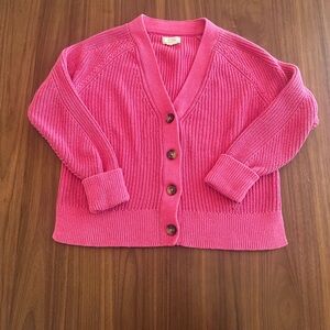 Fat Face Bright Pink Button-Up Knit Cardigan